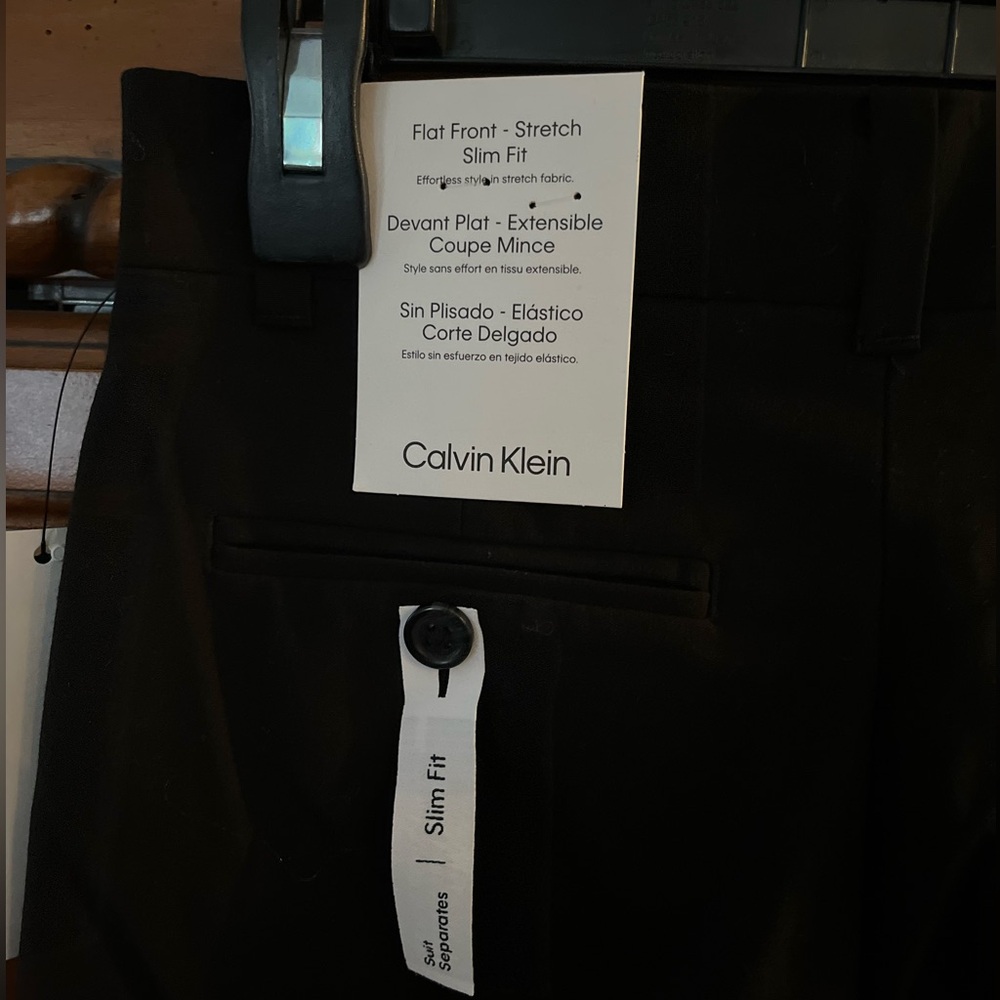 🔥Calvin Klein Black Flat Front Stretch Slim Fit Boys Dress Pants Size 10 NWT. - Picture 6 of 9